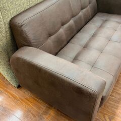 未使用品 大川家具 2Pソファ ブラウン ファブリック 茶色 布製 レザー