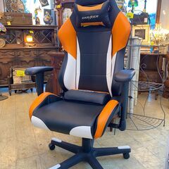 DXRACER ゲーミングチェア/デスクチェア ブラック×オレンジ クッション付★買取帝国 朝霞店