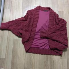 値下げ750円　美品・Heatherボルドーのニットボレロ