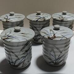 昭和　レトロ　蓋つき湯呑　5客～　未使用に近い