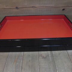 中古／USED　大型賞状盆　２点セット　長方盆　木製　漆塗　漆器...