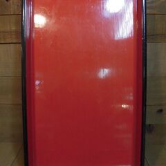 中古／USED　大型賞状盆　２点セット　長方盆　木製　漆塗　漆器　朱塗　キズ剥がれありの画像