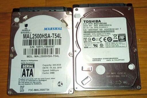 ハードディスク　２．５インチ　２台