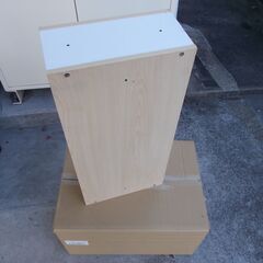 DIY材料にいかが？ 中古 スリム カラーボックス 白/ナチュラル W150×D290×H600 mm (棚無し）の画像