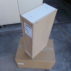 DIY材料にいかが？ 中古 スリム カラーボックス 白/ナチュラル W150×D290×H600 mm (棚無し）の画像