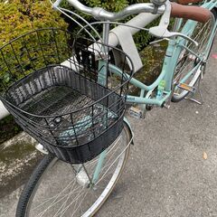 リサイクルショップどりーむ鹿大前店　No５９３　エコNo１５３８４X　自転車　ママチャリ　26インチ　ギア内装三段切替♪　LEDオートライト付き♪　サックスブルー　