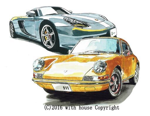GC-319 ポルシェ911 限定版画 直筆サイン有 額装済 作家 平右ヱ門