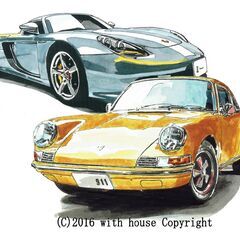 GC-319 ポルシェ911 限定版画 直筆サイン有 額装済 作...