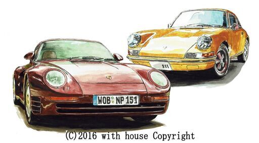 GC-320 ポルシェ959/911 限定版画 直筆サイン有 額装済 作家 平右ヱ門