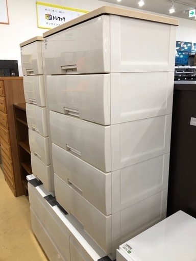 Fits  ウッドトップチェスト 5段　ホワイト　変色、ヤケ有