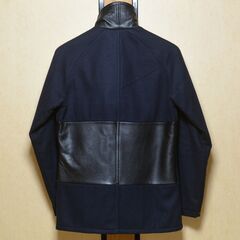 【 ナイサスホテル ピーコート 】 Pコート　レザー　切り替え 濃紺 ダークネイビー　ネイビー　Sサイズ 　の画像