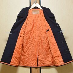 【 ナイサスホテル ピーコート 】 Pコート　レザー　切り替え 濃紺 ダークネイビー　ネイビー　Sサイズ 　の画像