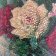絵画 ビーズアート ビーズ絵 美術品 額縁 額装 42cm×36cm  昭和レトロ 花 静物画 薔薇の画像