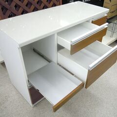 キッチンカウンター レンジボードカウンター ソフトクローズ 幅120cm ナチュラルブラウン×ホワイト キッチン収納 ☆ 札幌市 北区 屯田 キッチンカウンター レンジボードカウンター ソフトクローズ 幅