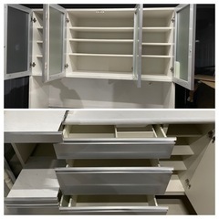 値下げしました！！　松田家具　140cm幅　上下分割可能　キッチンボード　シルバー