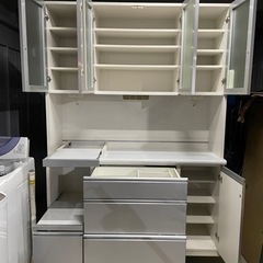 値下げしました！！　松田家具　140cm幅　上下分割可能　キッチンボード　シルバー
