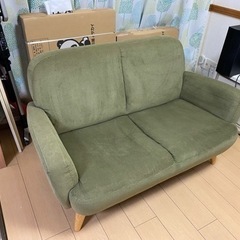 2人掛けコンパクトソファー　緑色(海松色)