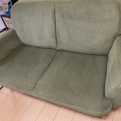 2人掛けコンパクトソファー　緑色(海松色)の画像