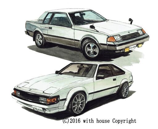 NC-334 トヨタセリカクーペ1800GT-T/トヨタセリカ2000GT-XX 限定版画 直筆サイン有 額装済 作家 平右ヱ門