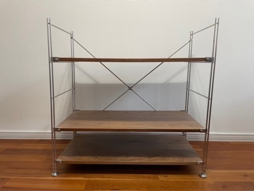 無印良品　ステンレスユニットシェルフ・ウォールナット材棚セット・ワイド・小