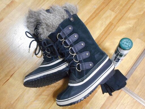 SOREL ロングスノーブーツ レディース NL2429-010 ファー仕様 25cm ソール減り少 手入れ済み JOAN OF ARCTIC ソレル USED