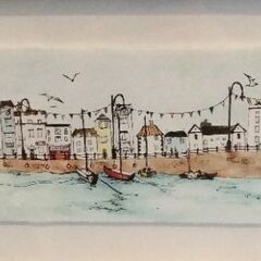 小さなアート 海 港 絵画