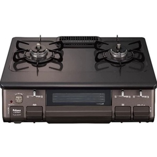 【超美品‼️】パロマ 2020年製 LP(プロパン)ガス用 ガステーブル 左強火/水無し片面焼きグリル チャコールブラウン♪