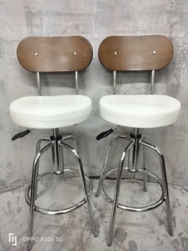 バーチェア　ｶｳﾝﾀｰﾁｪｱ ﾏｽｸ4ﾎﾝｱｼ WH 2個セット　1721 1722