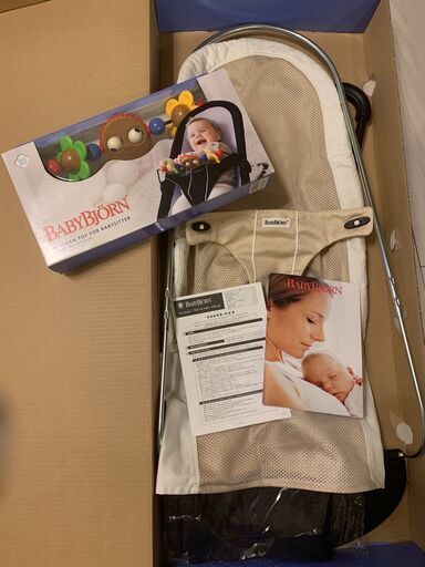 【中古美品・バウンサー用トーイ＆バウンサー用バッグ付き】BabyBjornベビービョルンバウンサーベージュ