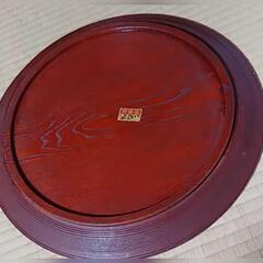 丸盆　大盤お盆　木製　千筋　骨董品の画像