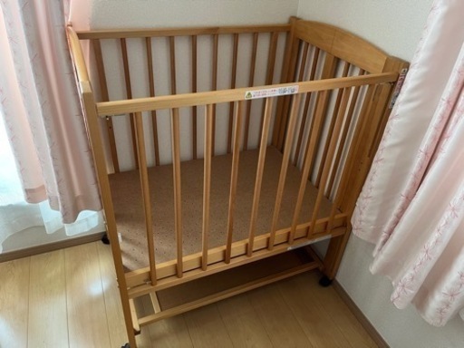 日本製　ベビーベッド　折り畳み式　石崎家具