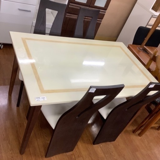 ダイニング5点セット大理石調