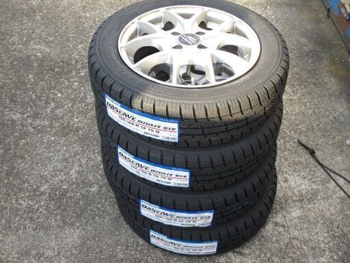 来店取替】② 155/65R14 新品スタッドレスタイヤ&アルミ付きセット 155