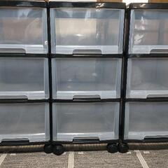 チェスト 引き出し 収納ケース 衣装ケース 3段 キャスター付き 3セット 中古品 破損なし 難なし 現状渡し おもちゃ入れ 衣類収納ケース 押入れ収納などにの画像