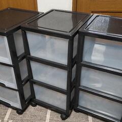 チェスト 引き出し 収納ケース 衣装ケース 3段 キャスター付き 3セット 中古品 破損なし 難なし 現状渡し おもちゃ入れ 衣類収納ケース 押入れ収納などにの画像