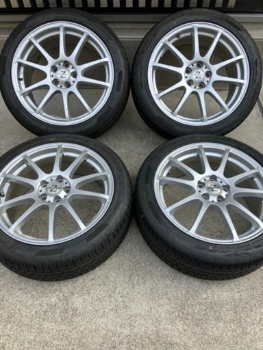 215/45R17バリ山スタッドレスタイヤ付きホイール4本　プリウス等に　ランクB