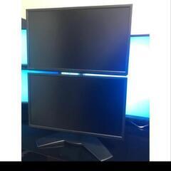 ?モニター21.5型2台、縦型モニターアーム付き