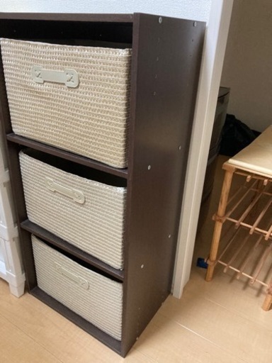3段　カラーボックス　収納付き