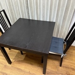 ダイニングテーブルセット　伸縮可能　椅子2台