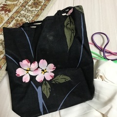 浴衣　作り帯　巾着袋　セット　　お支払いなし、物々交換でも可能です。の画像