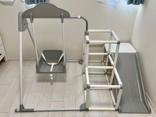 【3連休限定価格】室内用ジャングルジム　ブランコ付き　グレー