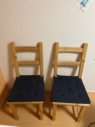 クッション付き‼️ ダイニングチェア 木製 2脚