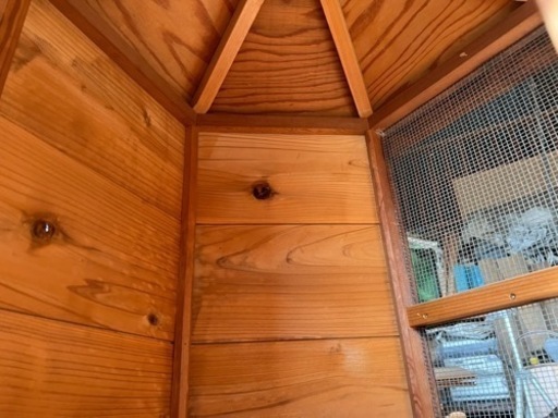 室内用鳥小屋　チーク塗装プラスバーナー焼き目