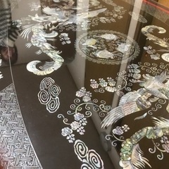 螺鈿細工 鳳凰 黒い座卓 ローテーブル