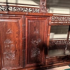 唐木 茶棚 飾り棚 透かし彫り 違い棚 茶箪笥 紫檀