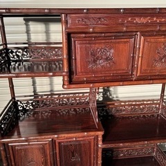 唐木 茶棚 飾り棚 透かし彫り 違い棚 茶箪笥 紫檀