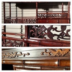 唐木 茶棚 飾り棚 透かし彫り 違い棚 茶箪笥 紫檀