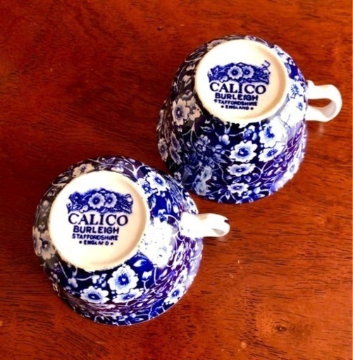 バーレイ（BURLEIGH）ブルーキャリコカップ＆ソーサーペア