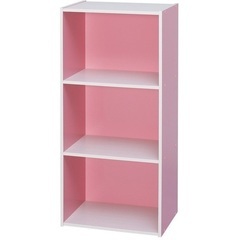 カラーボックス　3段　ピンク　2個の画像