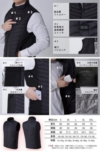 電熱服・サイズＬ［新品・未使用］バッテリー無し